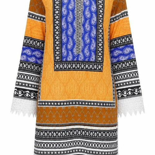 Lakhtai Womens Multicoloured Geometric Viscose Shift Size S Boat Neck Pullover