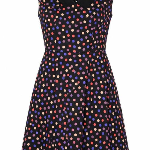 Louche Womens Black Polka Dot Cotton Fit & Flare Size 8 Collared Zip