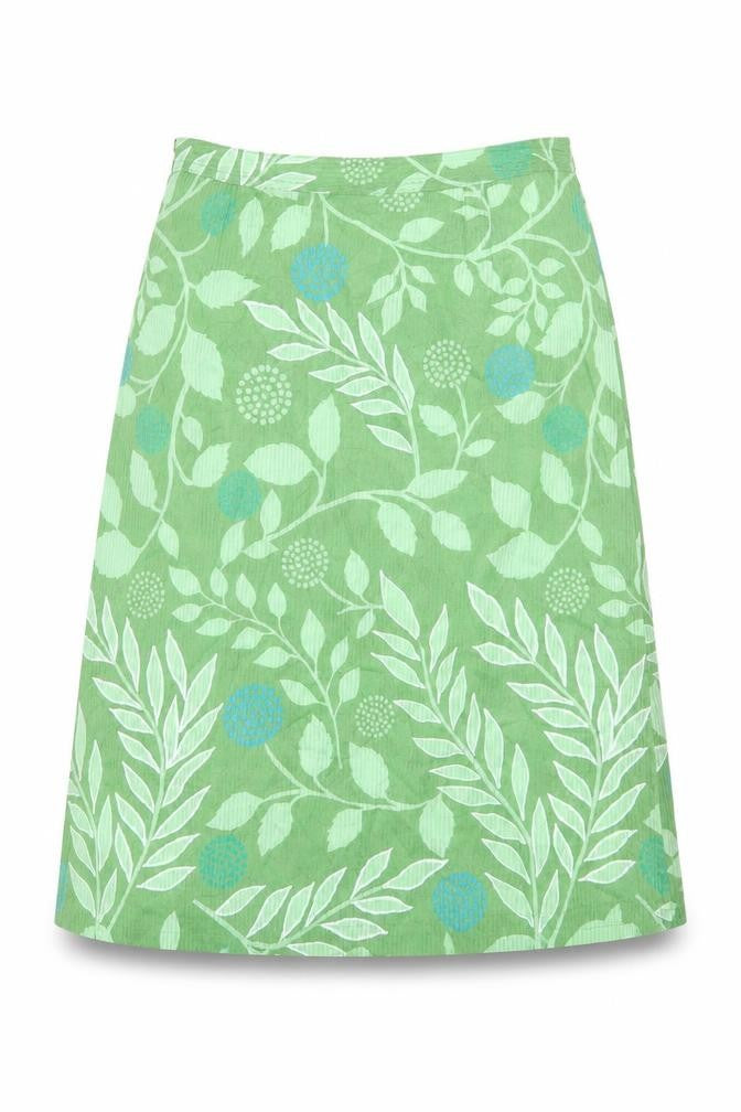 Preworn Womens Green Floral Polyester A-Line Skirt Size 28 in Button