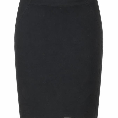 Marks and Spencer Womens Black Polyester Straight & Pencil Skirt Size 8 Zip