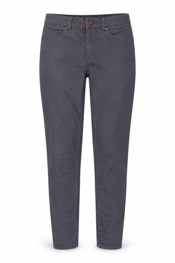 Front view of H&M women’s grey cotton skinny jeans, size S, 30-inch leg regular button