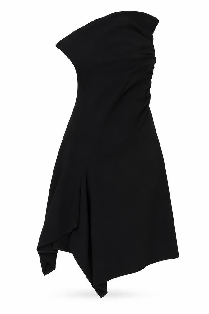 Front view of Monki women’s black polyester a-line, size XS, off the shoulder pullover
