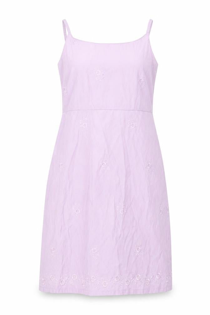 Front view of Gap women’s purple polyester slip dress, size UK 8, round neck zip