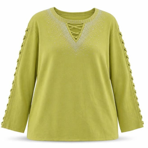 Roman Womens Green Boat Neck Viscose Pullover Jumper Size 2XL - Keyhole Neck, Lace Up Sleeve Detail
