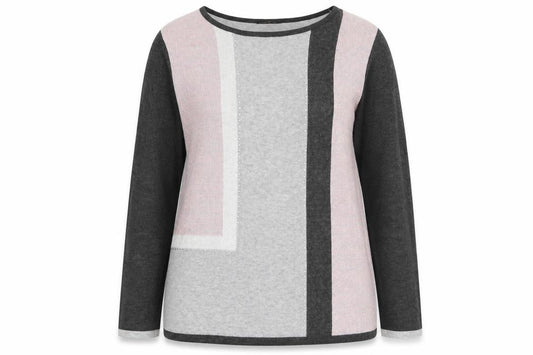 Front view of Anna Rose women’s grey boat neck viscose jumper, size XL