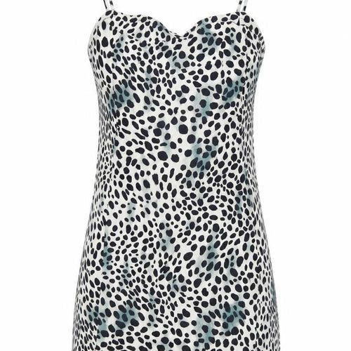 Motel Womens Black Animal Print Viscose Slip Dress Size 2XS Sweetheart Pullover - Cheetah Print
