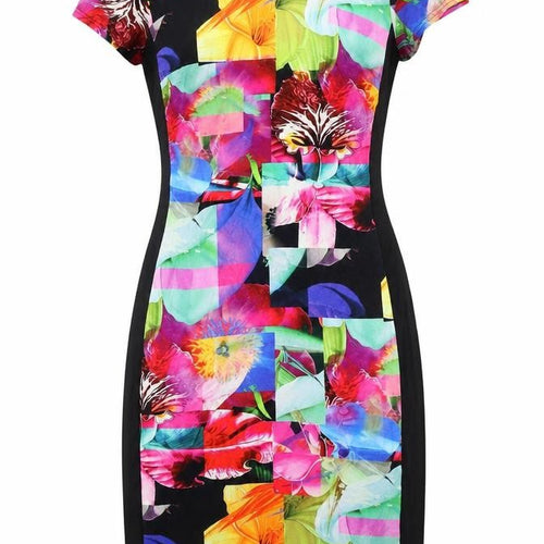 Lakeland Womens Multicoloured Floral Polyester Pencil Dress Size 10 Boat Neck Pullover