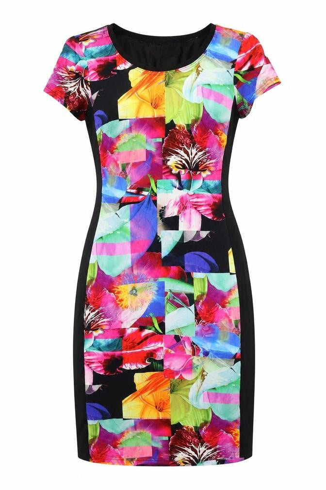 Lakeland Womens Multicoloured Floral Polyester Pencil Dress Size 10 Boat Neck Pullover