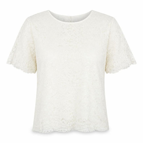 Debenhams Womens Ivory Floral Viscose Basic T-Shirt Size 14 Scoop Neck