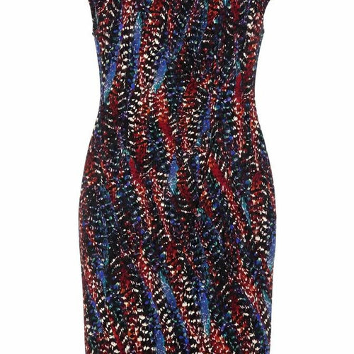Dorothy Perkins Womens Multicoloured Geometric Viscose Bodycon Size 12 Boat Neck Pullover