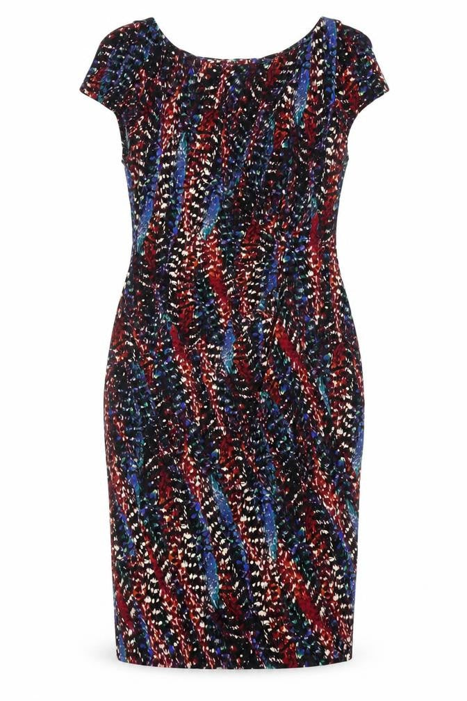 Dorothy Perkins Womens Multicoloured Geometric Viscose Bodycon Size 12 Boat Neck Pullover