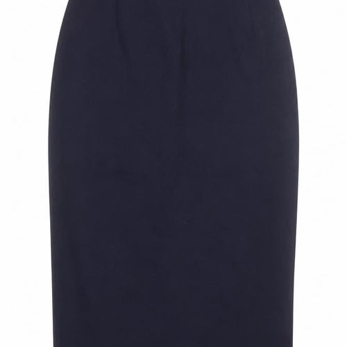 Preworn Womens Blue Polyester Straight & Pencil Skirt Size 10 Zip