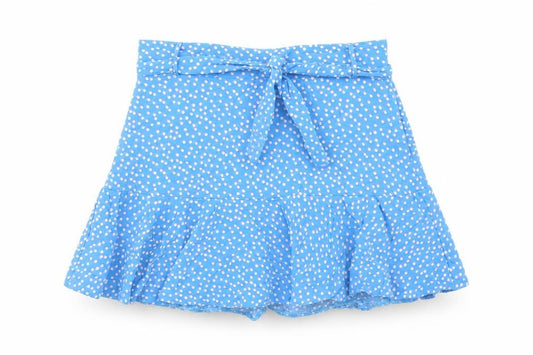 M&Co Girls Blue Geometric Viscose Mini Skirt Size 13 Years Regular Zip
