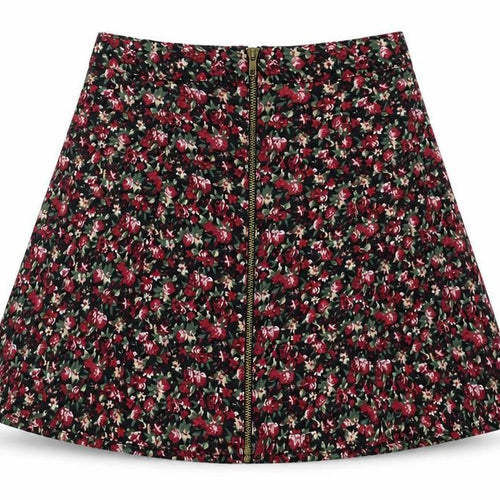 pers and needles Womens Multicoloured Floral Viscose A-Line Skirt Size L Button
