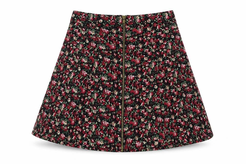 pers and needles Womens Multicoloured Floral Viscose A-Line Skirt Size L Button