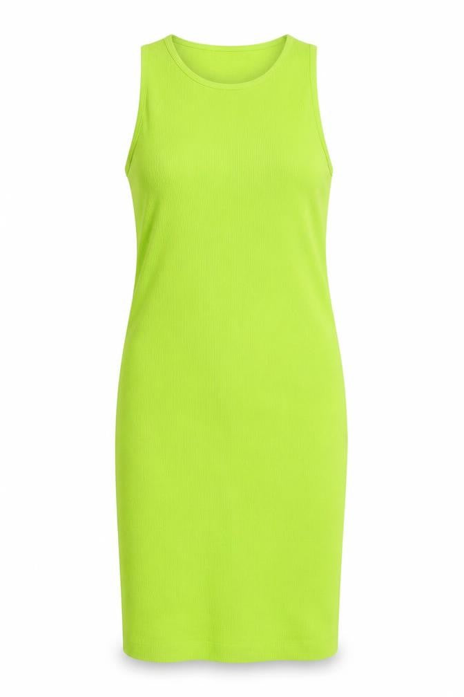 Front view of Primark women’s green nylon bodycon, size UK 6, scoop neck pullover