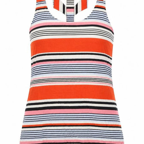 New Look Womens Multicoloured Striped Viscose Basic Tank Size 8 Scoop Neck - Cut Out Back Detail