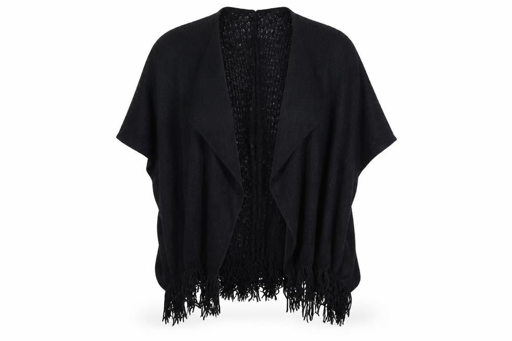 Marks and Spencer Womens Black V-Neck Acrylic Wrap Jumper One Size
