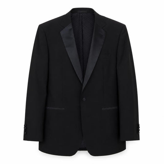 Front view of 1860 Limited Edition men’s black wool jacket blazer, size 40