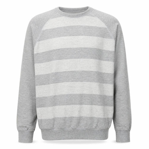 Pull&Bear Mens Grey Round Neck Striped Cotton Pullover Jumper Size L