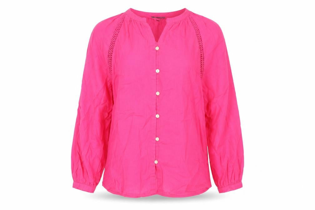 Marks & Spencer Womens Pink Linen Basic Button-Up Size 6 V-Neck