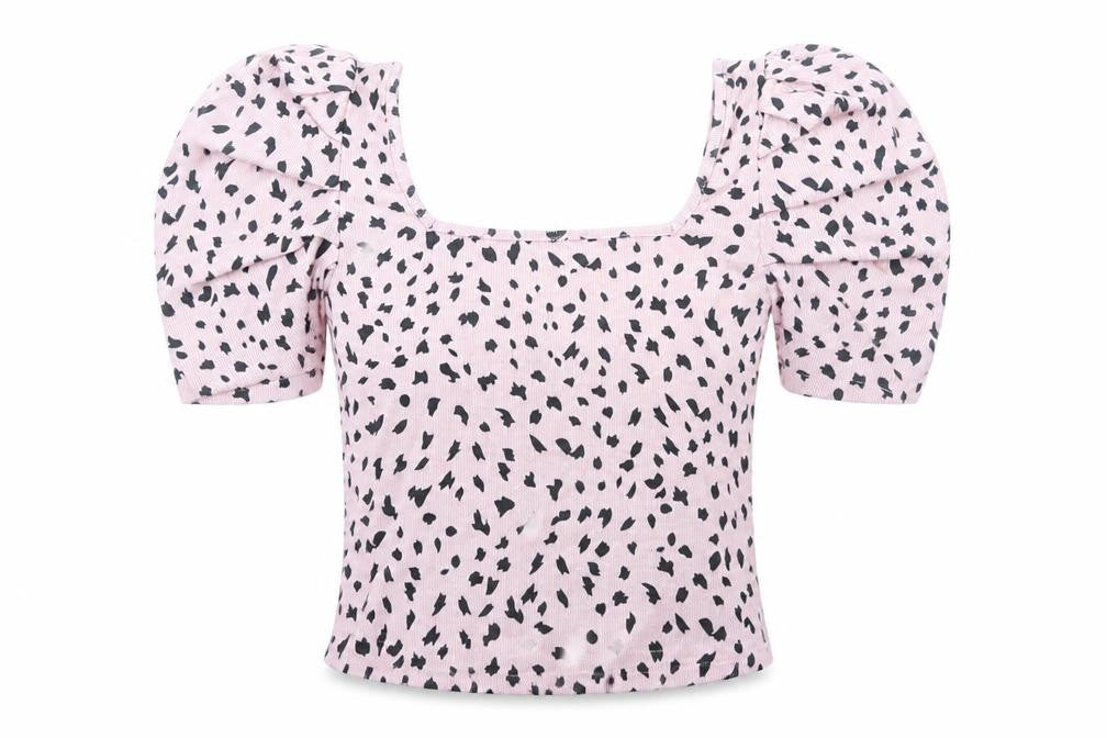 SHEIN Womens Pink Geometric Polyester Basic Blouse Size S Round Neck