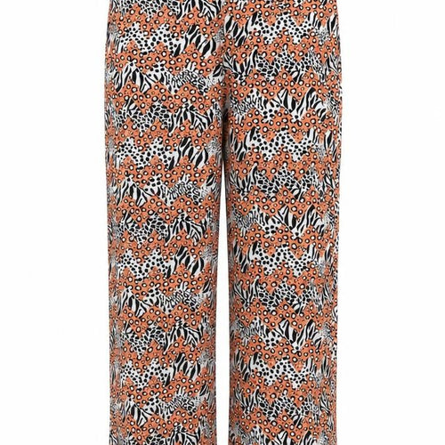 DED LONDON Womens Orange Animal Print Viscose Trousers Size 10 Regular Zip - Leopard Zebra Pattern