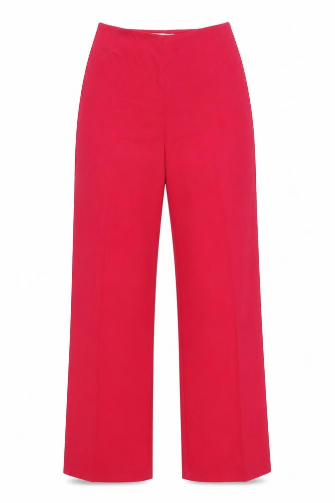 Front view of ASOS women’s pink polyester trousers, size UK 8, 30.5-inch leg regular zip