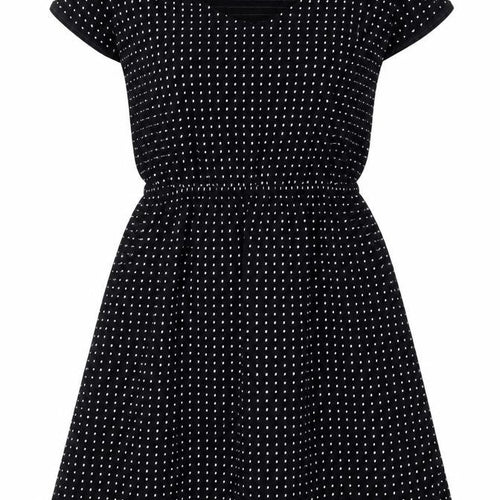 Bowes Threads Womens Black Geometric 100% Cotton Fit & Flare Size XS Scoop Neck Pullover