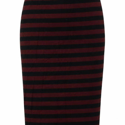 Dorothy Perkins Womens Red Striped Polyester Straight & Pencil Skirt Size 8