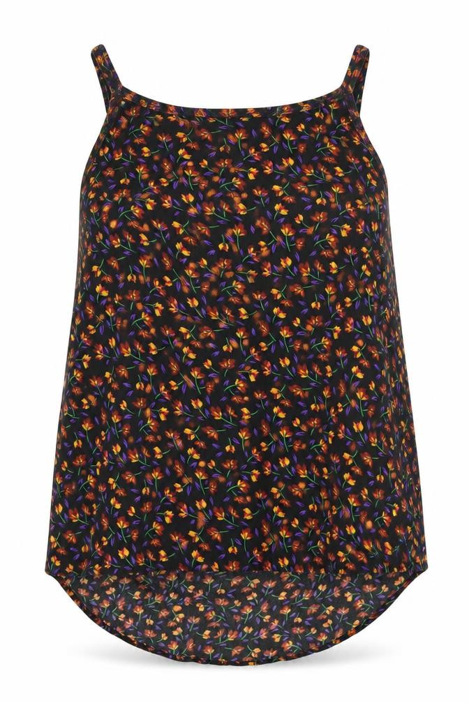 Primark Womens Black Floral Polyester Camisole Tank Size 8 Boat Neck