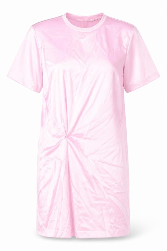 Zara Womens Pink Polyester Shirt Dress Size M Round Neck Zip