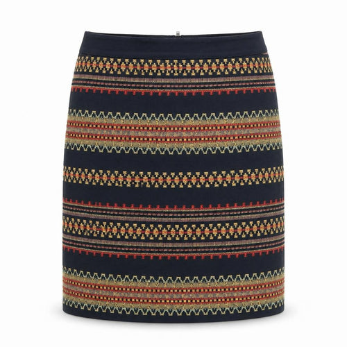 Marks and Spencer Womens Black Geometric Cotton A-Line Skirt Size 8 Zip
