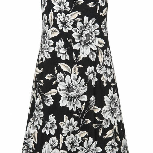 Croft & Barrow Womens Black Floral 100% Cotton A-Line Size M Boat Neck Pullover