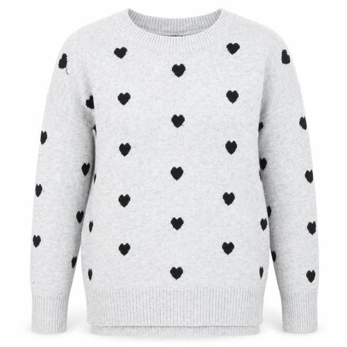 Gap Womens Grey Round Neck Geometric Cotton Pullover Jumper Size S - Heart Detail