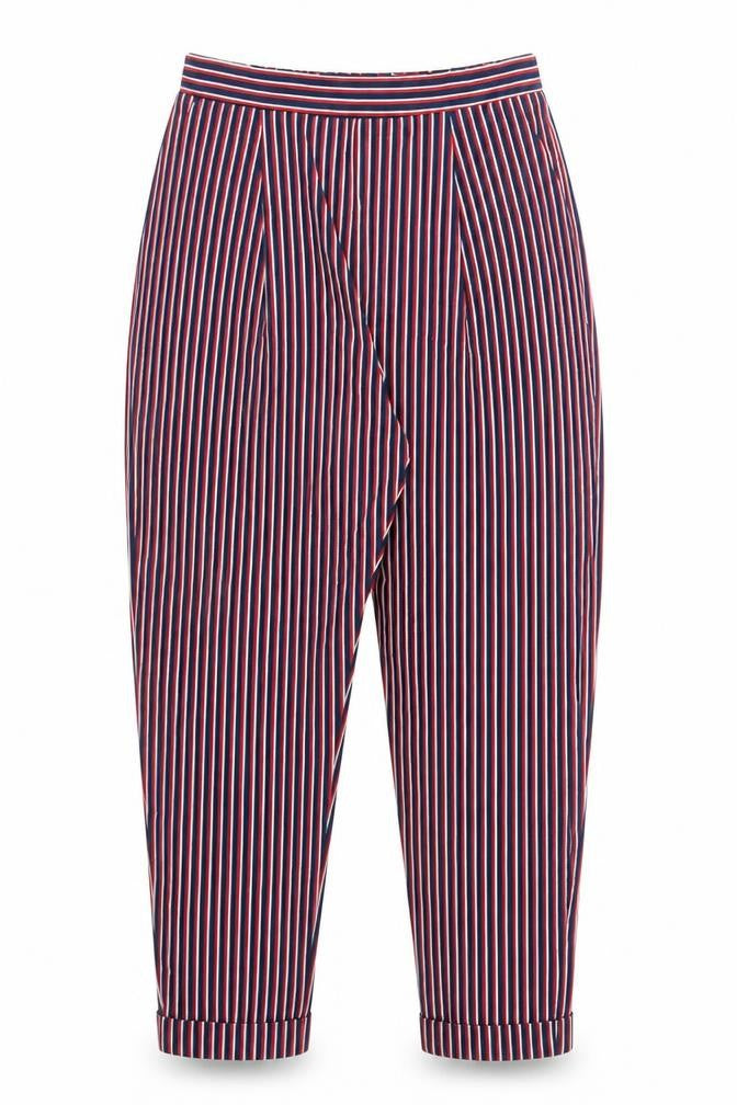 F&F Womens Red Striped Polyester Harem Trousers Size 6 L24.5 in Regular Snap