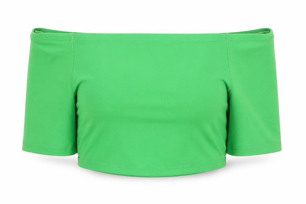 Zara Womens Green Polyester Cropped T-Shirt Size S Off the Shoulder