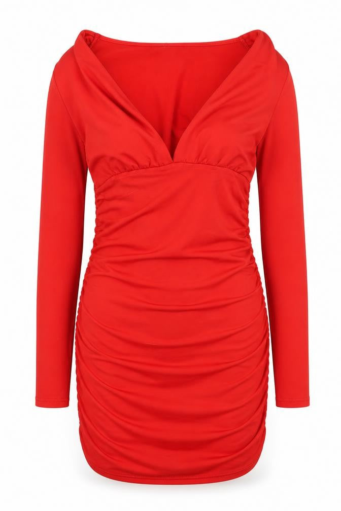 Womens Red Polyester Mini Size 6 V-Neck Pullover