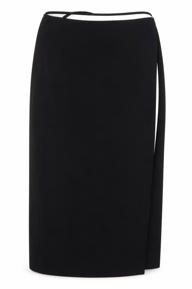 MNG Womens Black Polyester Straight & Pencil Skirt Size L Tie