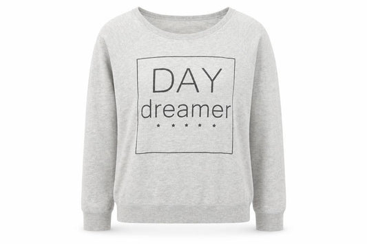 Front view of Atmosphere women’s grey polyester pullover sweatshirt, size UK 12, pullover - day dreamer