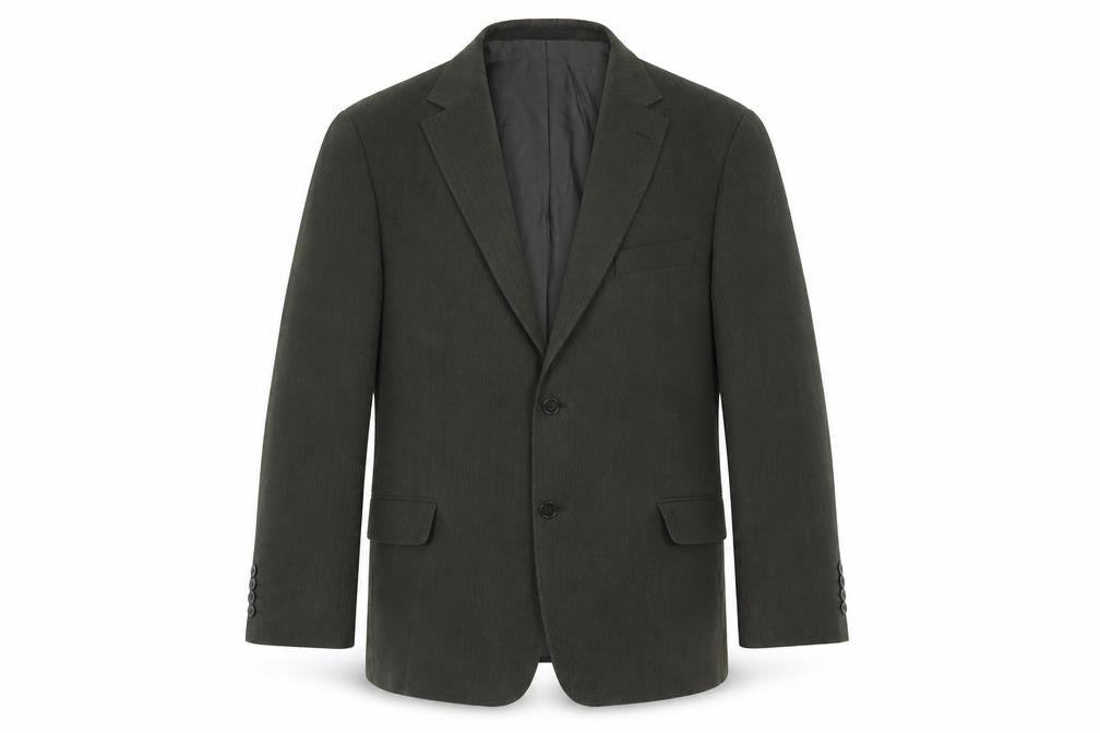 Front view of Marks & Spencer men’s green polyester jacket blazer, size 42