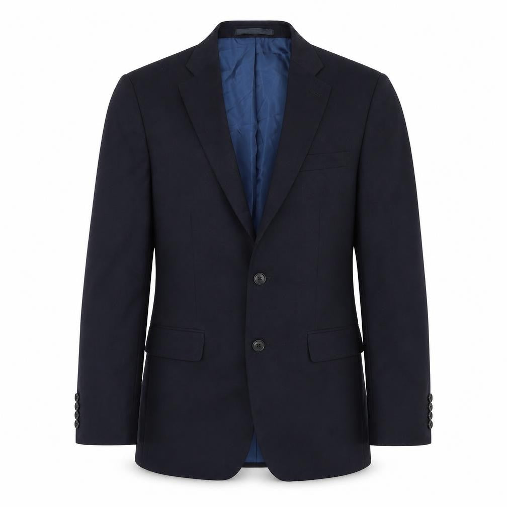 Front view of Marks & Spencer men’s blue wool jacket blazer, size 36