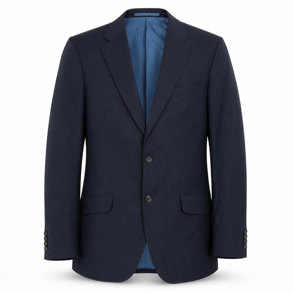 Front view of Marks & Spencer men’s blue wool jacket blazer, size 38
