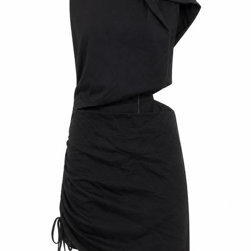 Zara Womens Black Cotton Mini Size XS Boat Neck Zip