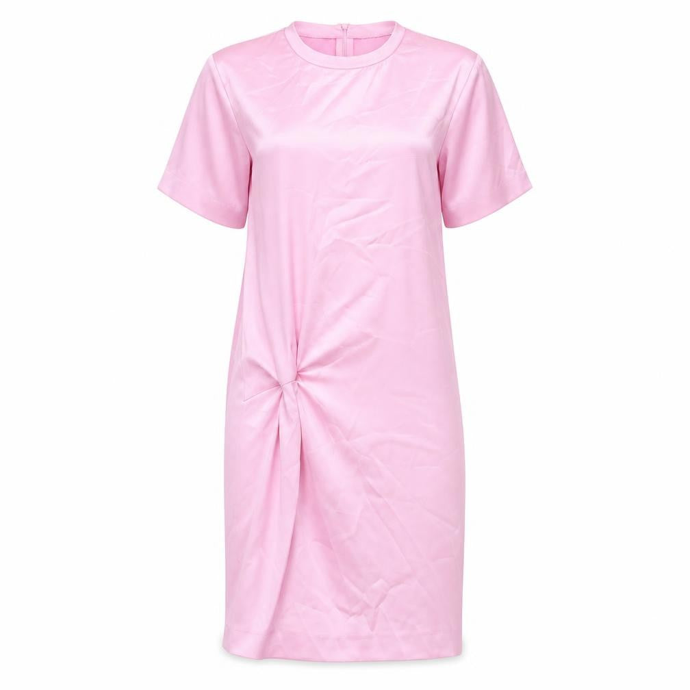 Zara Womens Pink Polyester Shirt Dress Size S Round Neck Zip