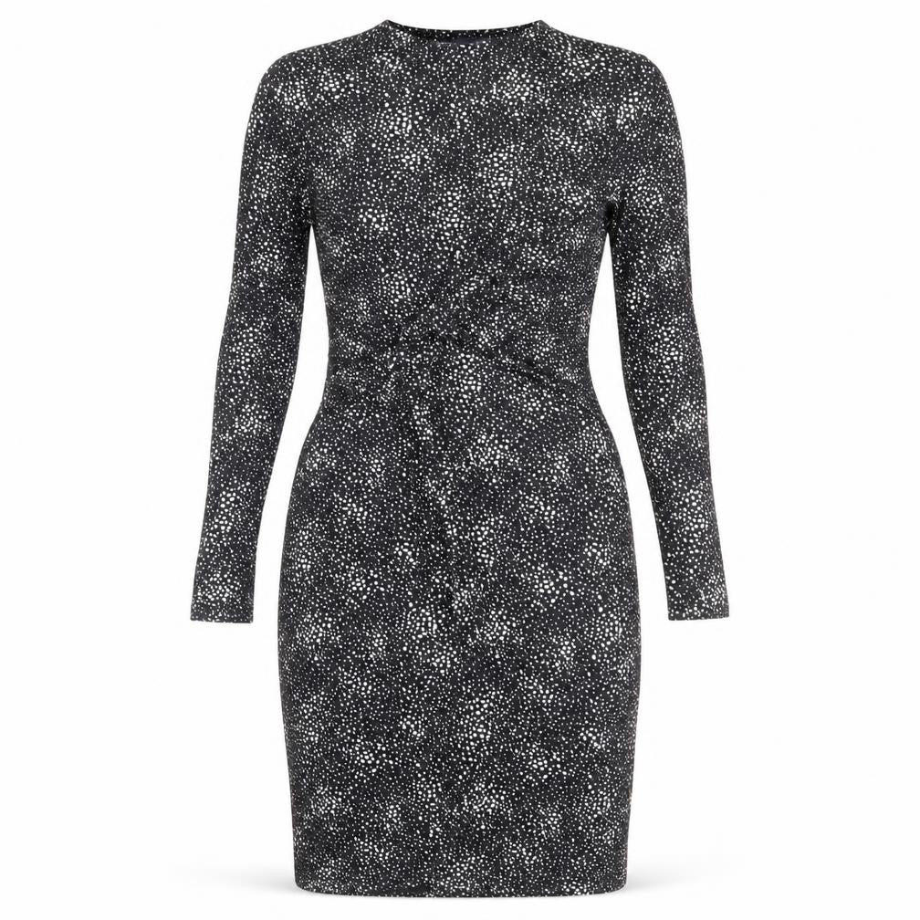 Marks and Spencer Womens Black Animal Print Viscose Bodycon Size 12 Round Neck Pullover
