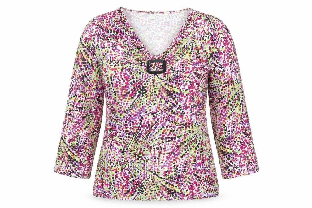 Country Casuals Womens Multicoloured Geometric Viscose Basic Blouse Size S V-Neck