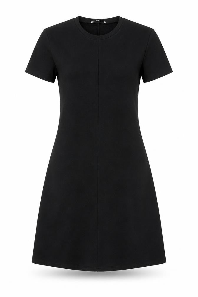 Zara Womens Black Viscose T-Shirt Dress Size S Crew Neck Pullover