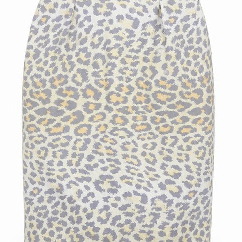 Preworn Womens Yellow Animal Print Polyester Straight & Pencil Skirt Size 29 in Zip - Leopard Print