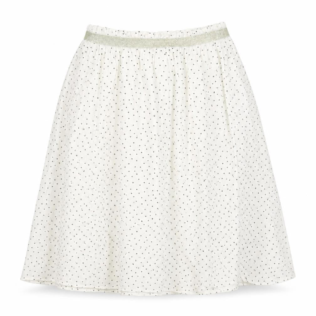 Front view of Sweewë women’s white geometric viscose a-line skirt, size S